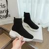 Осенние новые вязаные эластичные носки, женские ботинки, толстая подошва, спортивная повседневная обувь, женская легкая нескользящая платформа, ботинки Mujer