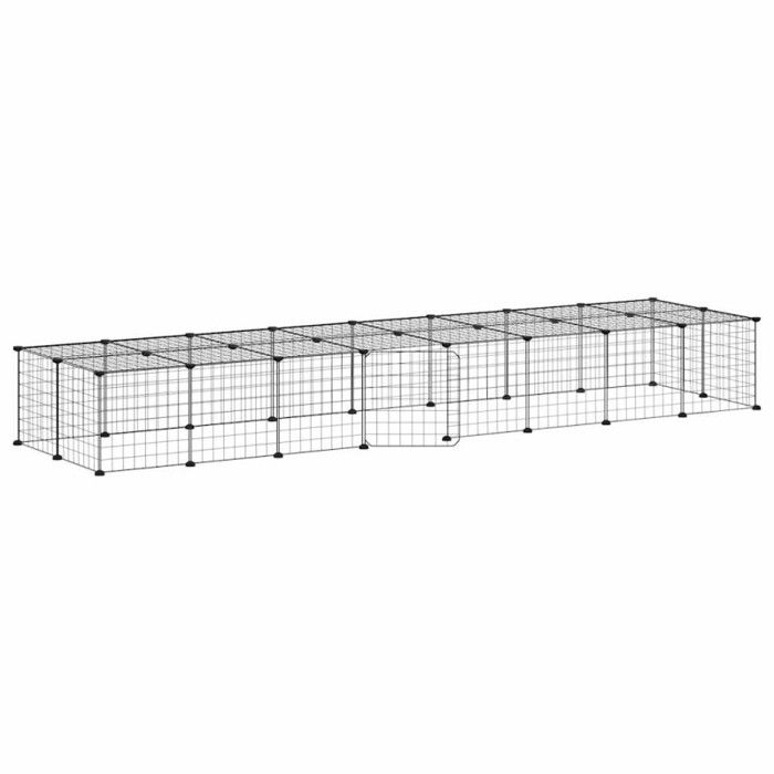 3114057 vidaXL Pet Cage 36 Panels and Door Black 35x35 Cm