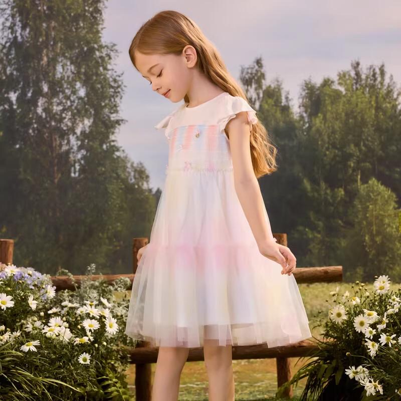 PawinPaw Girls' Cartoon Bear Gradient Princess Dress