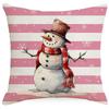 1pc Pink Christmas Cushion Cover  Snowman Deer Pine Printed Washable Cover for Home Ornament Xmas New Year Christmas Decoration