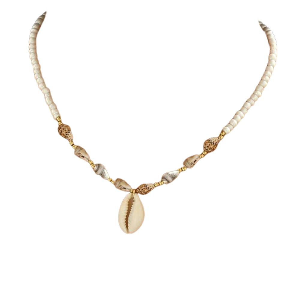 Натуральное ожерелье из ракушек в океанском стиле, бисерный чокер, праздничное ожерелье с подвеской-раковиной для женщин