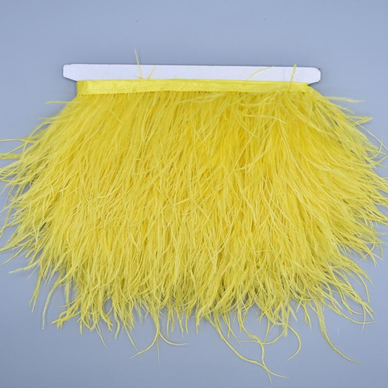 10Meters Colored Ostrich Feathers On Ribbon Trim 8-10Cm Skirt Fringe On Tape Ostrich Feather Trims Sewing Trimmings Decoration