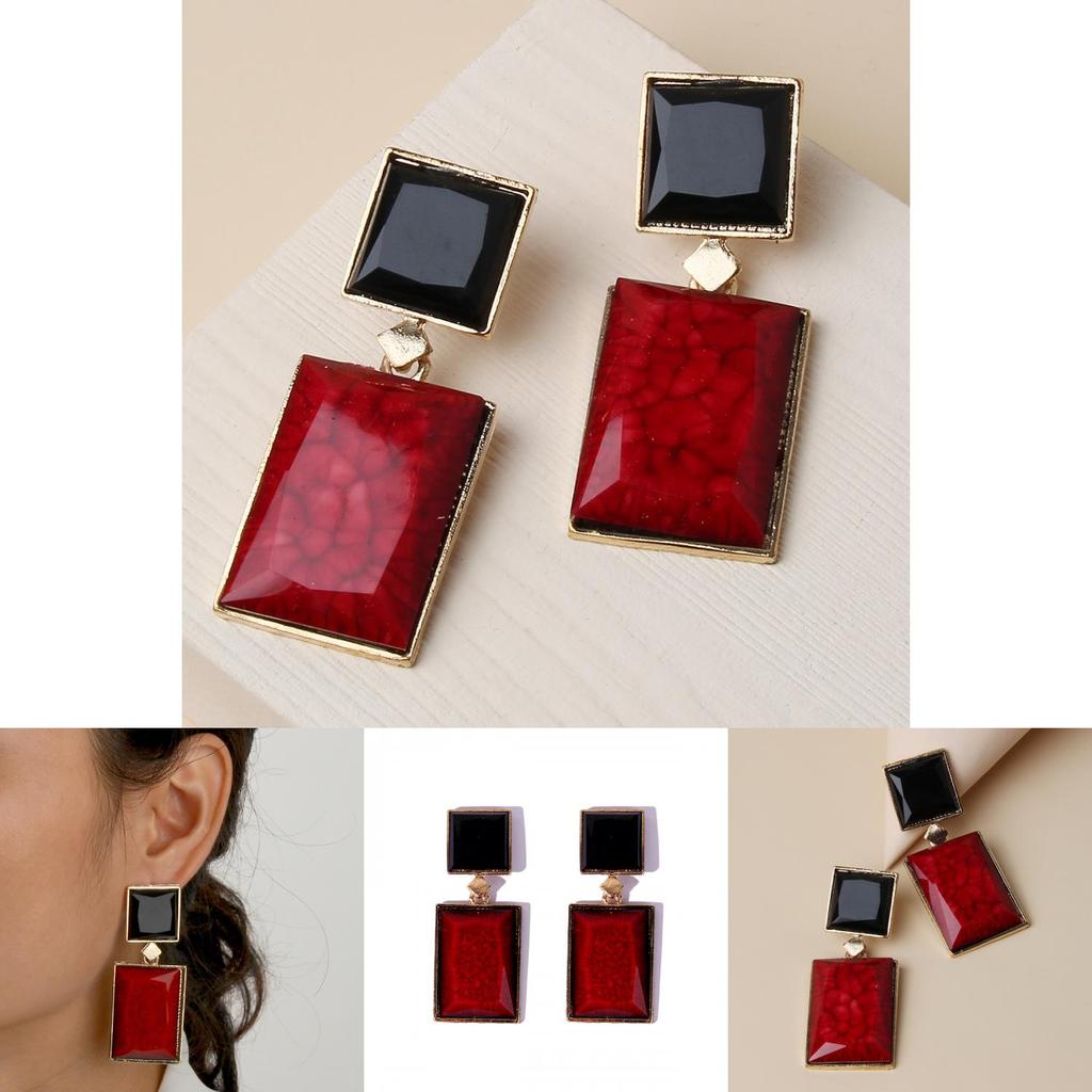 Винтажные геометрические серьги из смолы со стразами для женщин, ретро фестивальный модный аксессуар