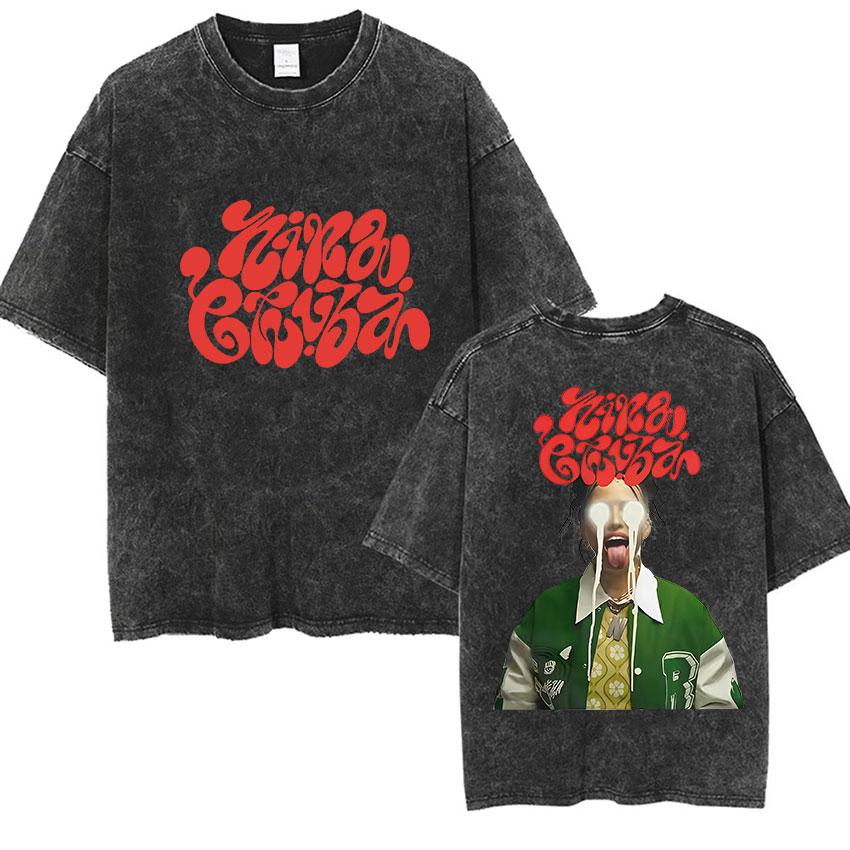 Singer Nina Chuba Tour Album Graphic T Shirt Men Women Vintage Washed Tshirt YK Pop Music Short Sleeve Tshirt Streetwear