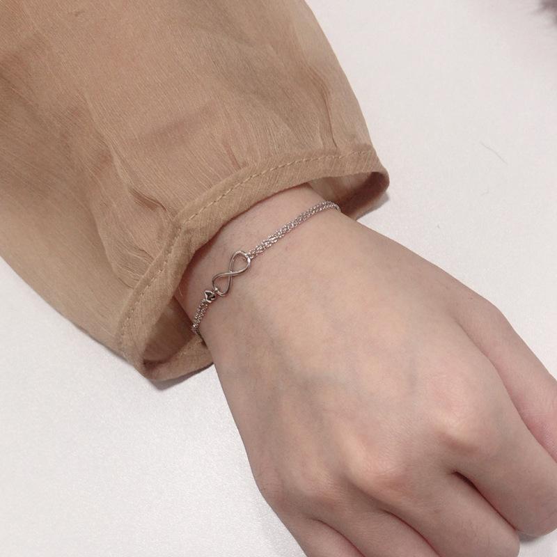 VENTFILLE Silver Color Infinite Sign Heart Double Layers Bracelet for Women Wedding Gift Simplicity Charm Jewelry Dropshipping