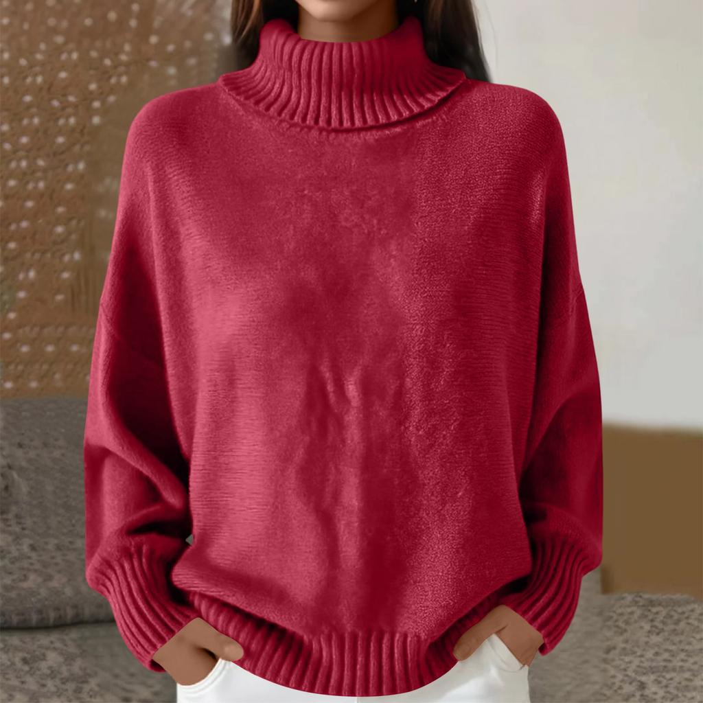 Women's Casual And Fashionable Long Sleeved Knitted Solid Color Top Sweater
