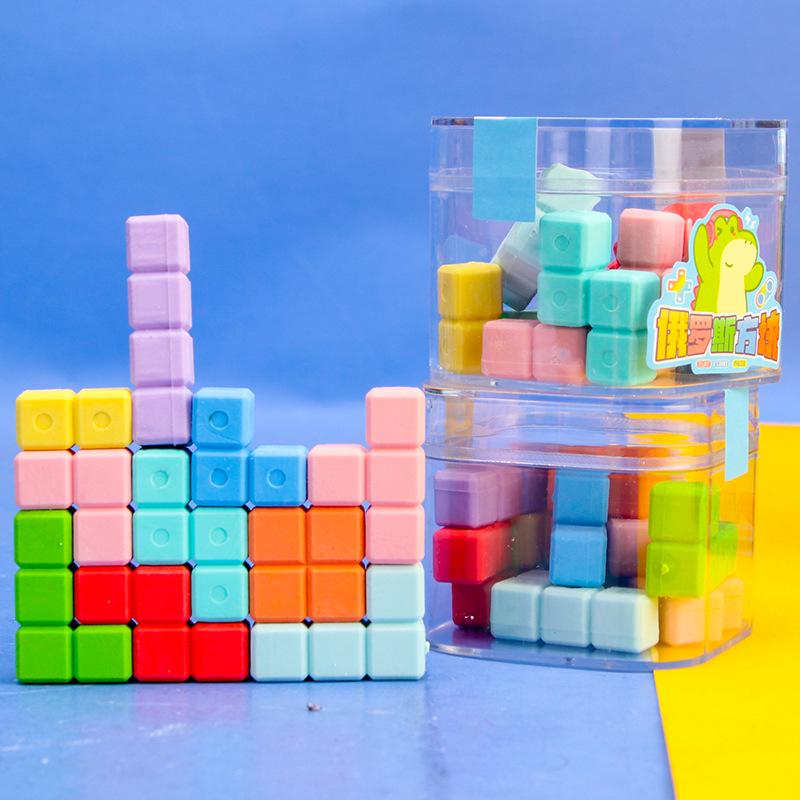 Creative Tetris Building Block Erasers for Kids - Fun Educational DIY Set