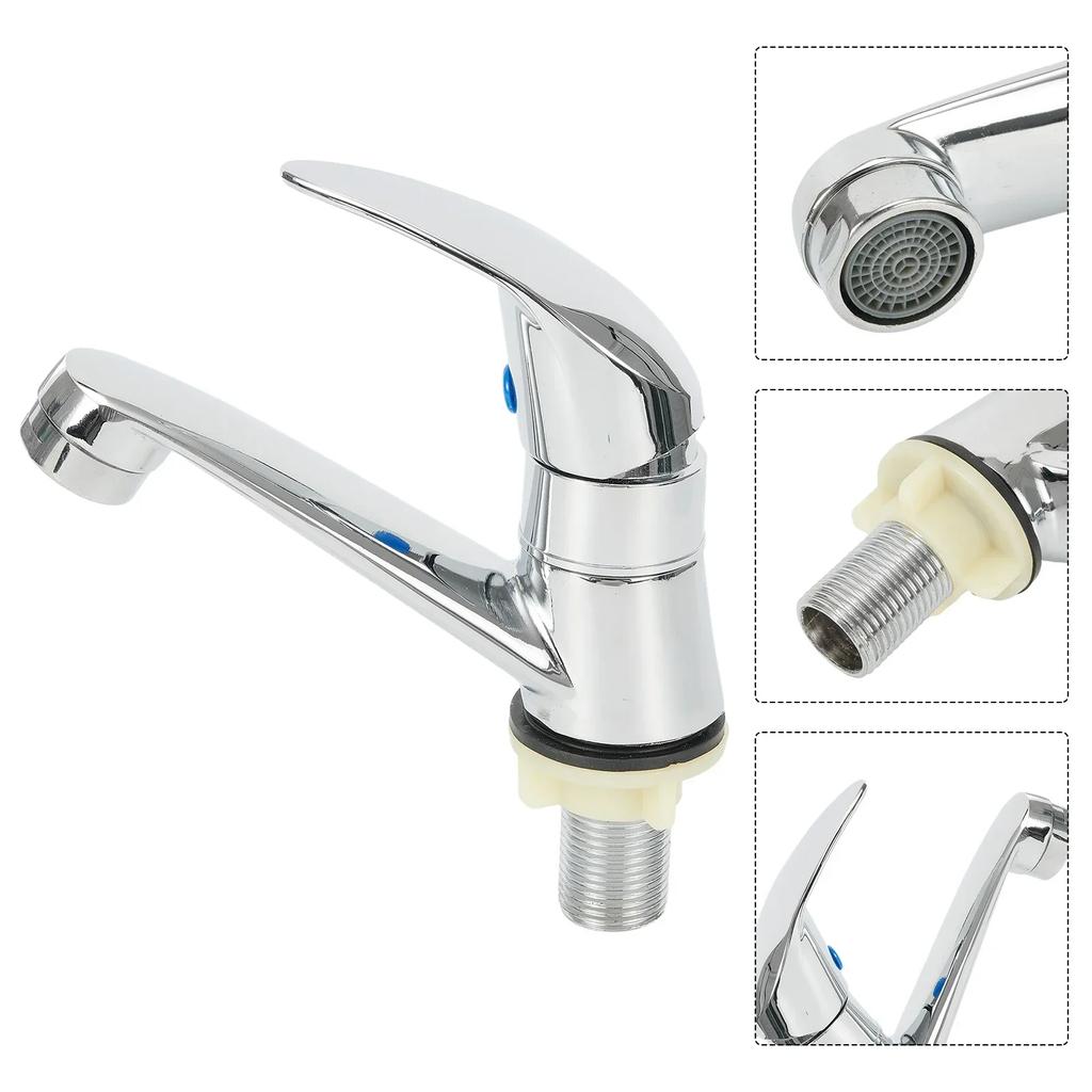 Basin Faucet Single Cold Sink Faucet Bathroom Faucet Chrome Single Handle Hole Bathroom Kitchen Basin Mixer