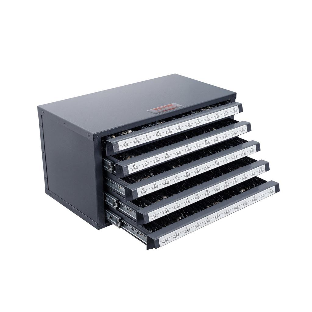 VEVOR Drill Bit Dispenser Cabinet, Five-Drawer Drill Bit Organizer Cabinet for #1 to #60 Steel Drill Dispenser Organizer Cabinet with Labels