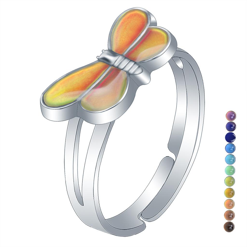 1Pcs Fashion Ring Simple Children's Princess Cartoon Cute Animal Temperature Change Ring