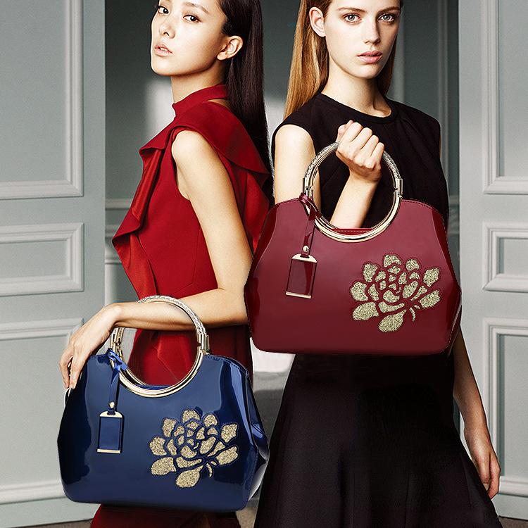 Модная портативная женская сумка из лакированной кожи, женская сумка с блестящей оболочкой, диагональная сумка на одно плечо