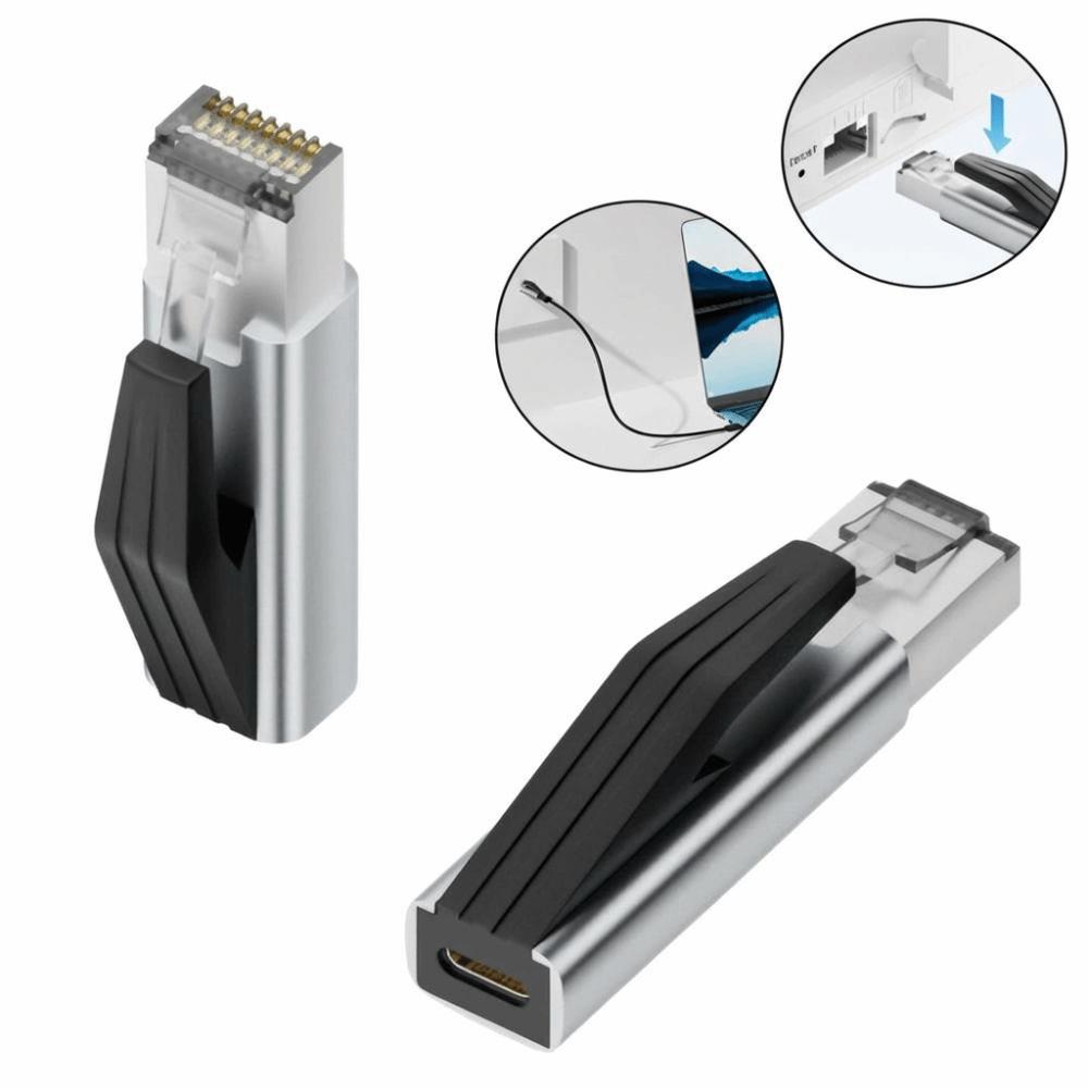 Сплав USB C Female на RJ45 Конвертер Стабильный Type-C в Сетевой Разъем для Роутера Ноутбука Планшета