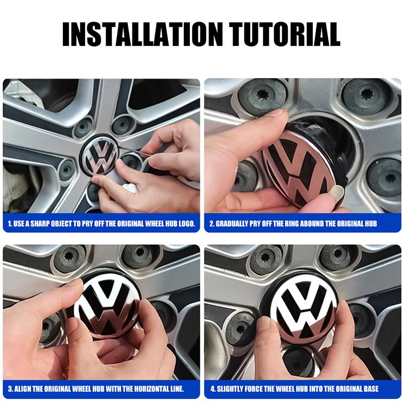 VW Polo Golf 4 5 Valve Stems Caps 4Pcs Volkswagen Wheel Center Cap Car Hub Cover Accessories For VW GTI Polo Golf Passat Tiguan Arteon Touareg Ta zs6