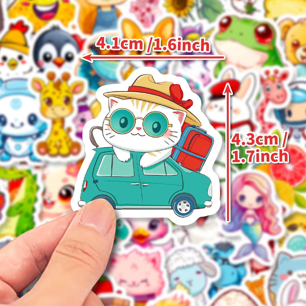 100 Small Size 4cm Animal Food Small Fresh Cartoon Graffiti Stickers DIY Suitcase Mobile Phone Case Stickers