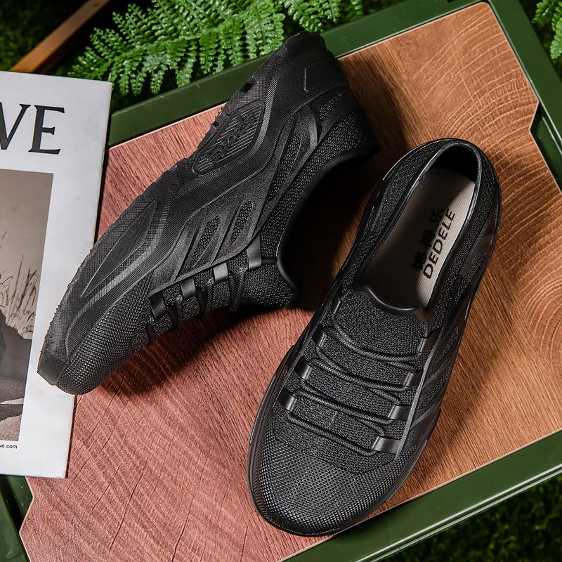 Мужские пеновые дождевые туфли нескользящие и водонепроницаемые модные резиновые сапоги флисовые термо резиновые туфли легкая мягкая подошва короткий голенище водные туфли чехлы для обуви