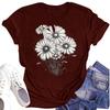 Women's Casual Round Neck Floral Print Short Sleeve T-Shirt Top