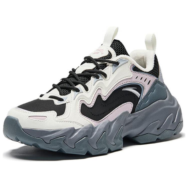 Anta Rock Abrasion Resistant, Breathable, Lightweight Low top Casual Shoes Women's Beige Black Pink Sneakers 122448865-6