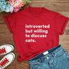 Introverted But Willing To Discuss Cats T Shirt Aesthetic Shirt for Cats Lover  Harajuku Style Summer Short Sleeve Tee Unisex