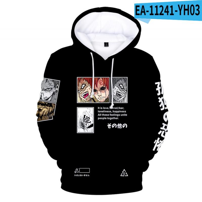 Anime Naruto Hoodie Unisex Streetwear 3D Digital Print Oversized Sweatshirt Teens Adults Fall