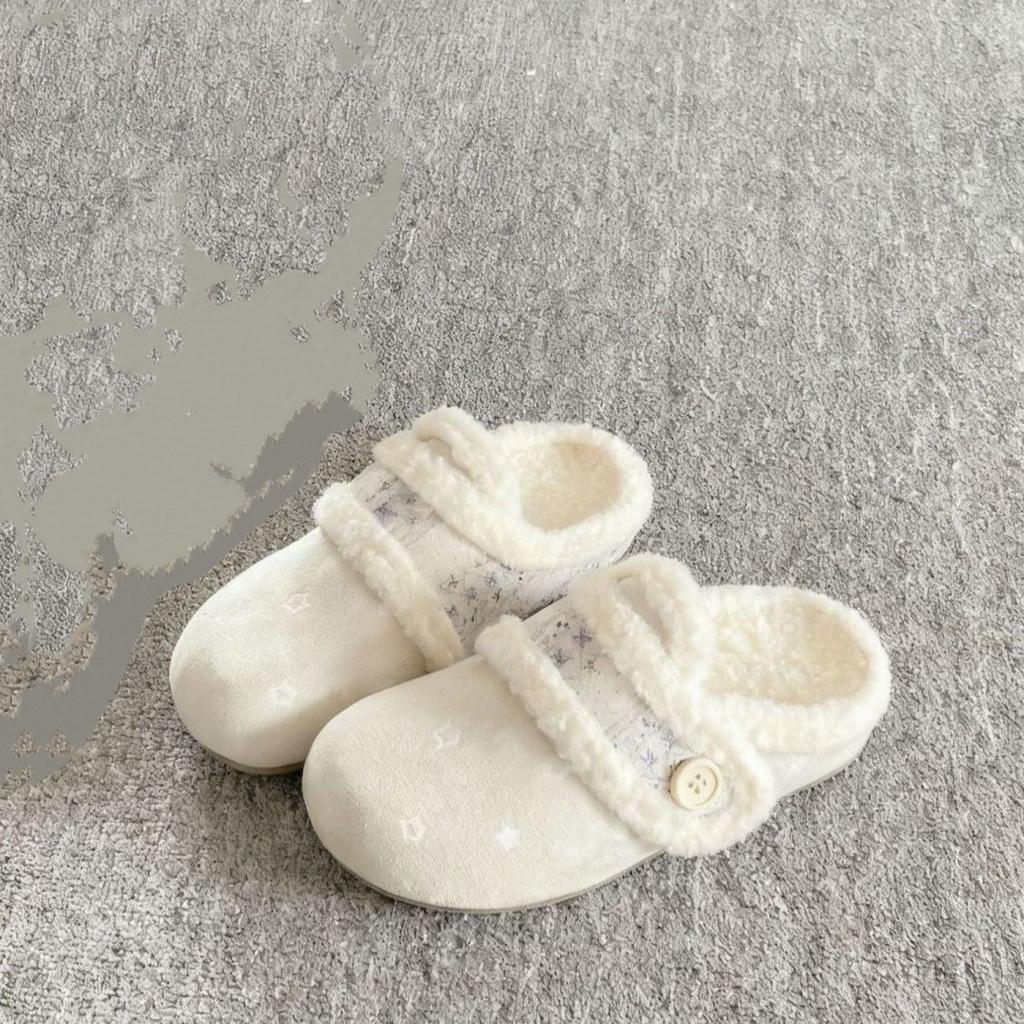 Autumn and winter new velvet warm bag head fluffy drag women retro one-pedal versatile low-top cotton slippers