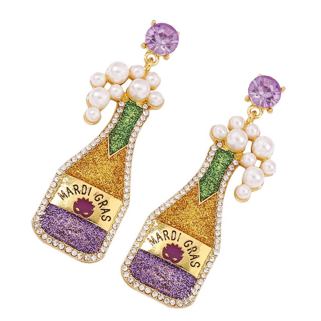 Vibrant Celebration Stand Out Stud Earrings Champagne Earrings Fashionable Outdoor Bottle Shape Dangle Earrings