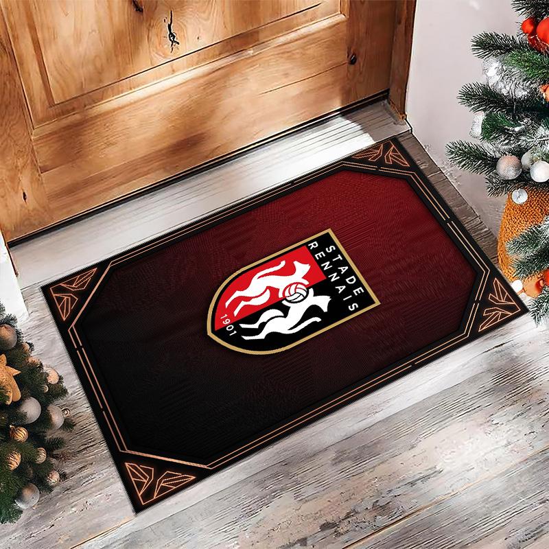 Stade Rennais FC Soccer Football Pattern Soft Area Rug Non Slip Indoor Floor Carpet Sports Decor Mat for Bedroom