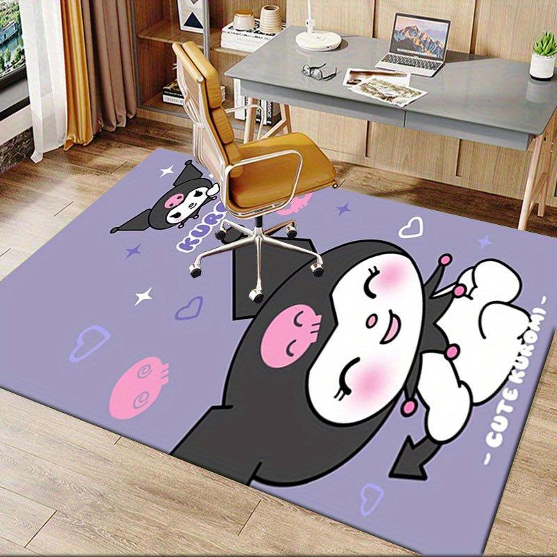 1pc Sanrio Kuromi Mermaid Printed Office Carpet Rectangle Rug Under The Table,Perfect Room Decor for Living Room, Bedroom, Kitchen, Non-slip Floor Mat