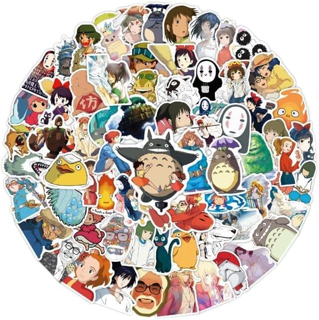 Lactar Sticker 100 Pieces PVC Waterproof Seal Totoro Spirited Away Kikis Delivery Service Howls Moving Castle Notebook Deco Smartphone Case Water Gift