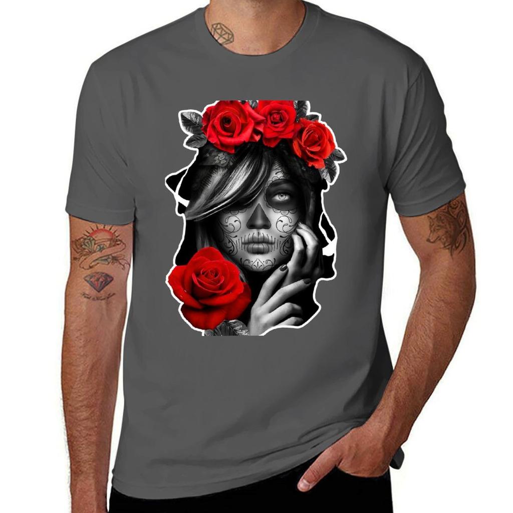 Day Of The Dead Woman TShirt Plus Size Basic Cotton TShirt