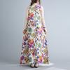 Summer Loose Print Sleeveless Cotton Linen Dress Women's Vest Camisole Casual Dresses