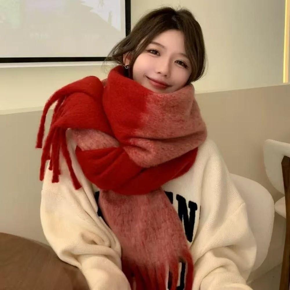 New Warm Scarf Soft Mohair Long Tassel Scarves Windproof Coldproof Scarves Bib Gift