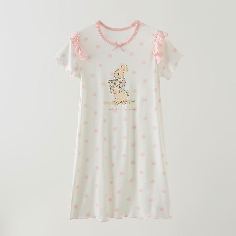 Летняя мультяшная ночная рубашка для девочек - Дышащая пижама свободного кроя для малышек