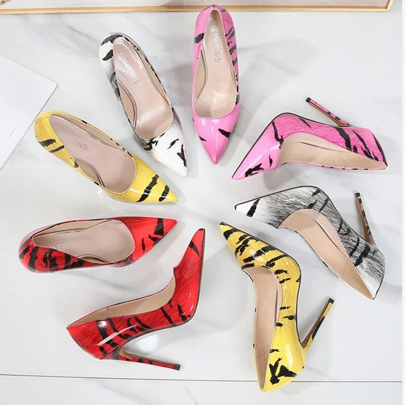 Женская пикантная цветная обувь для ночного клуба, подиума и банкета, модная рабочая обувь на каблуке 12 см WZ
