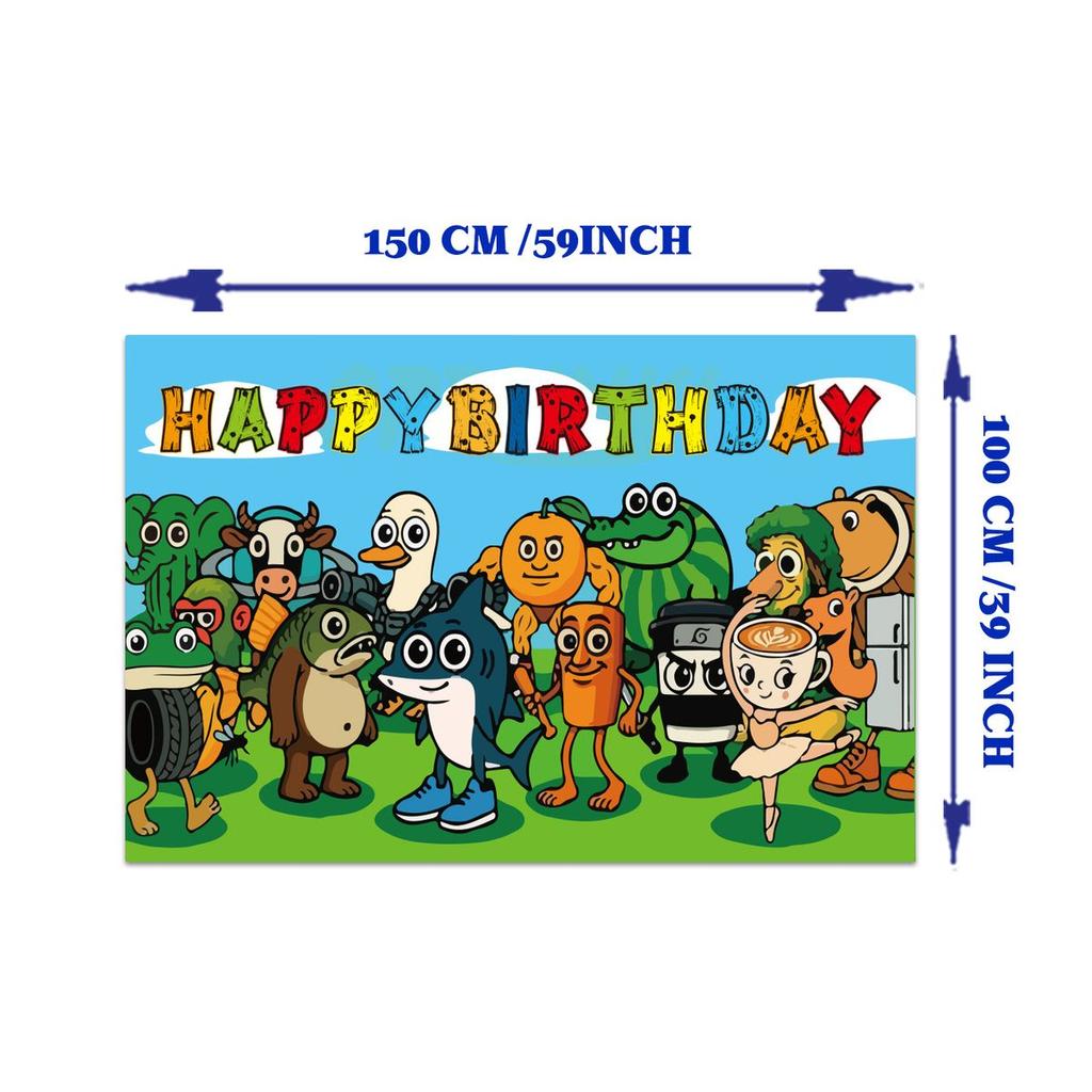 TungTung Sahur-Themed Birthday Party Banner, Balloons, Backdrop, Cake Topper, and Twister Decoration Set