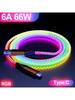 66W 6A USB To Type C Data Wires Fast Charging RGB Breathing Luminous Gradient Light Data Cable Dual Type-C Fast Charging Cords