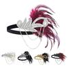 Feather Headband Vintage Style 1920s Flapper Headband Rhinestone Decor Headpiece for Parties Formal Occasions