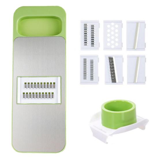 Овощерезка Волнистый нож Чиппер Нержавеющая сталь Мандолина Слайсер с лезвиями пищевого класса Защита для рук Кухонные инструменты для нарезки соломкой и кубиками