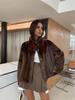 Gold mink imitation fur jacket loose stand-up collar women's wool sweater short warm spring autumn and winter three-season coat