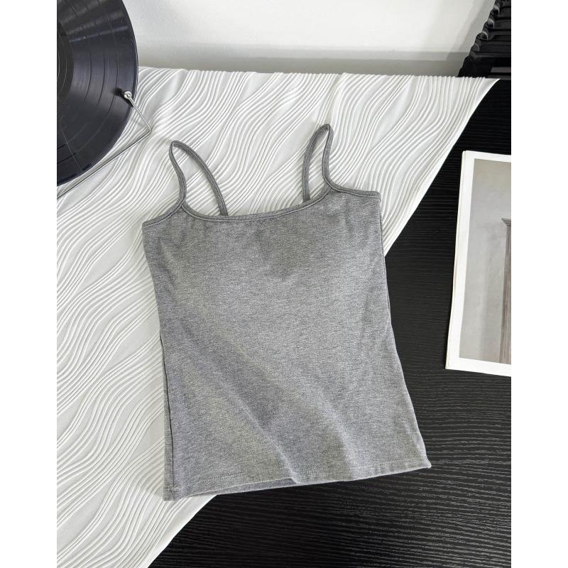 Весна и лето Чистый хлопок с нагрудной подкладкой Один маленький белый топ на бретельках для женщин с облегающей верхней одеждой Длинный жилет для женщин