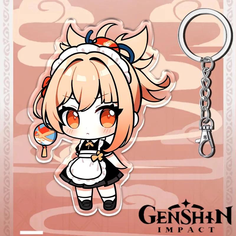 12см Акриловый брелок Genshin Impact Аксессуары для студенческого рюкзака Ху Тао Ёимия Чжун Ли Райдэн Сёгун Аксессуары Подарки на вечеринку