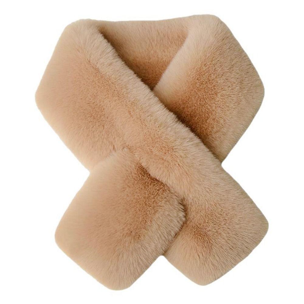Thickened Cross Scarf Plush Faux Rabbit Fur Scarf Cute Neckerchief Wrap Autumn Winter