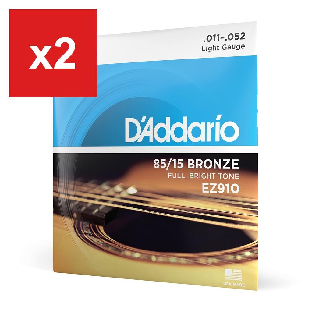 Струны для акустической гитары D'Addario 85/15 American Bronze Light .011-.052 EZ910 (Оригинальный продукт японского производства)