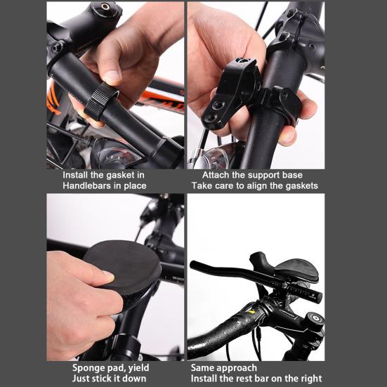 Bike Rest Handlebar High Strength Aluminium Alloy Thick Sponge Arm Cushion Cycling Bicycle Relaxation Handle Handle Bar MTB Road Bike Arm Rest Bar