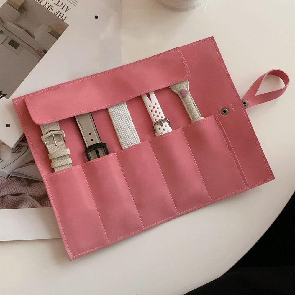 Matte Leather Watch Organizer Case Lightweight Watch Band Case Watchband Pouch Watch Accessories