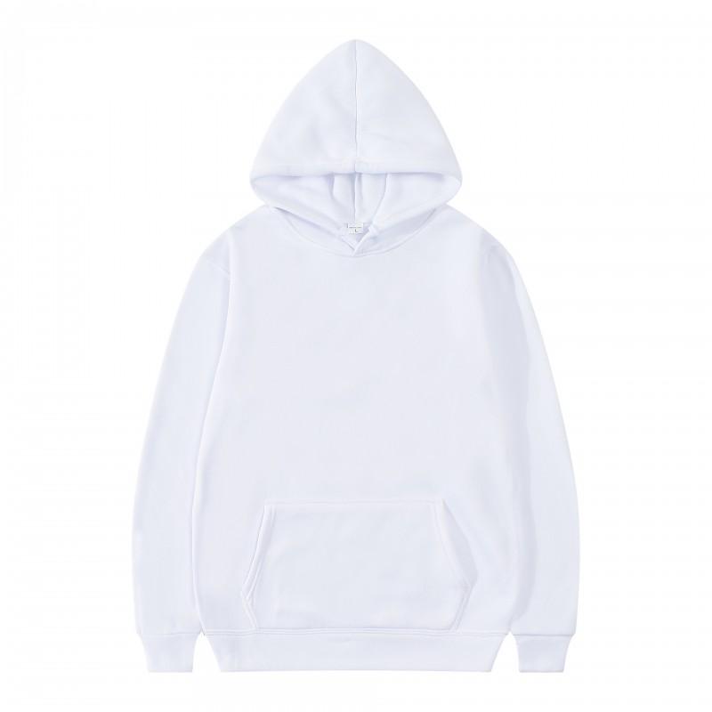 Winter Fleece Hooded Sweatshirt Men Solid Color Loose Casual Sport Outerwear