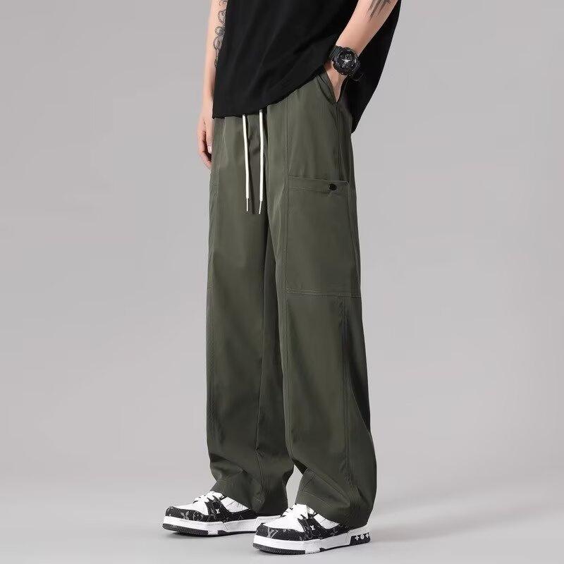 Брюки для мужчин Летние прямые свободные японские широкие рабочие брюки повседневные брюки для мужчин