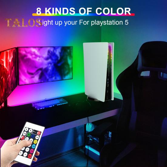 Светодиодная лента RGB для PS5 Slim Disc и Digital Edition, 8 цветов, 400 эффектов, DIY Гибкая игровая консоль, меняющая цвет, декоративная лампа, комплект колец