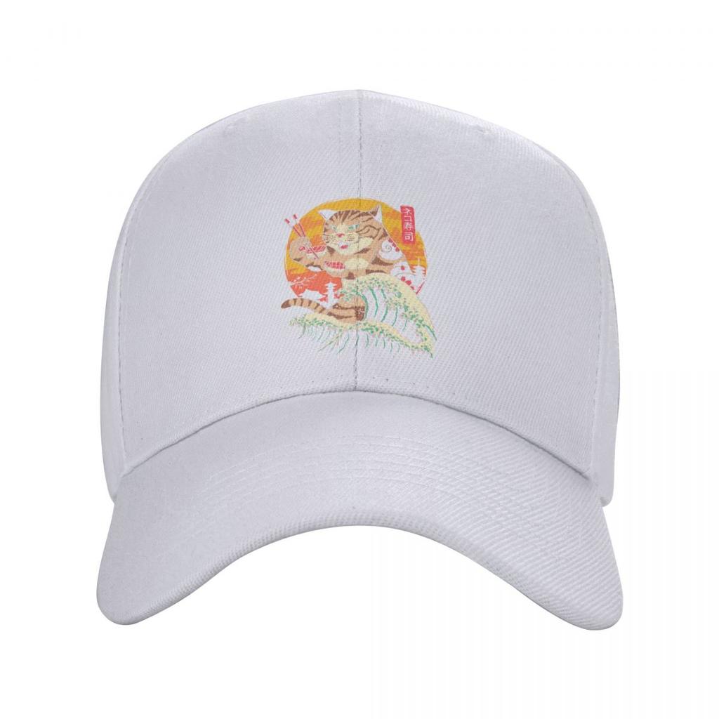 Classic Unisex Japanese Cat Baseball Cap Adult Neko Sushi Kanagawa Wave Adjustable Dad Hat Unisex Women Outdoor Snapback Caps