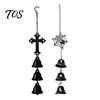 Three Dimensional Spider Decor Halloween Web Wind Chime, Metal Hanging Ornament with 3D Front Porch Horror Accents Decor, Weather-Resistant