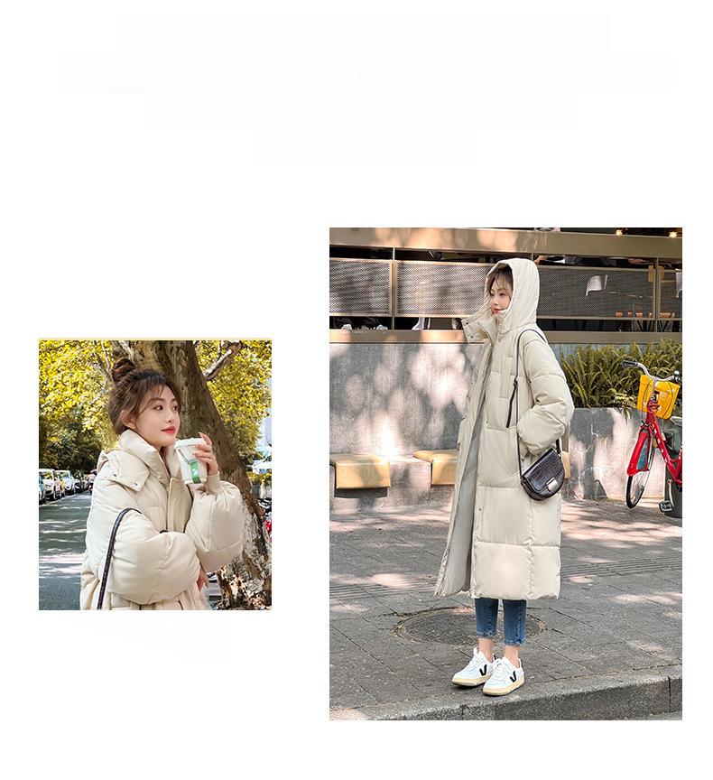 Женская куртка средней длины с капюшоном в корейском стиле из хлопка - плотная, свободная, для зимы